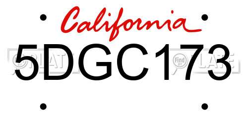 5DGC173 California License Plate