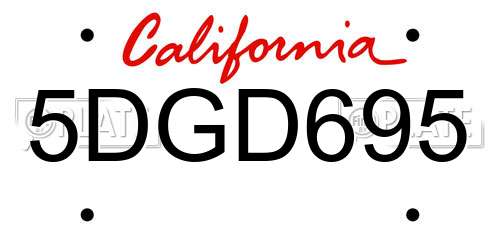5DGD695 California License Plate