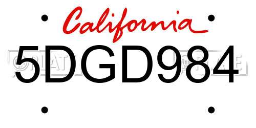 5DGD984 California License Plate