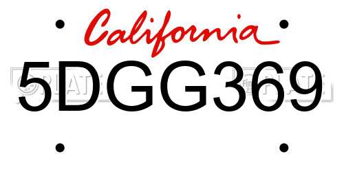 5DGG369 California License Plate