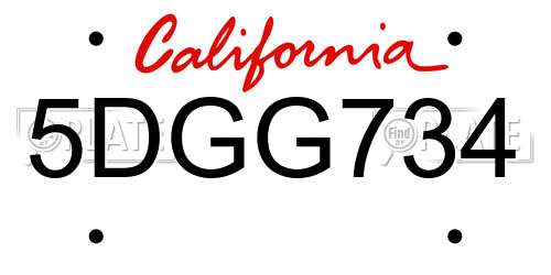 5DGG734 California License Plate