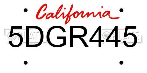 5DGR445 California License Plate