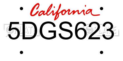 5DGS623 California License Plate
