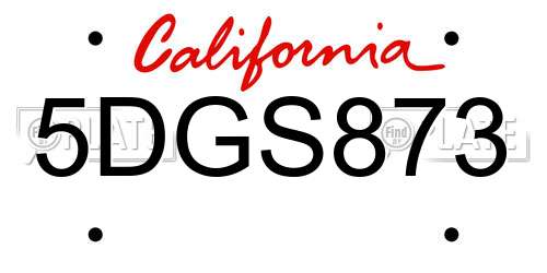 5DGS873 California License Plate