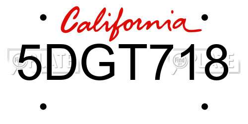 5DGT718 California License Plate