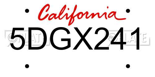 5DGX241 California License Plate