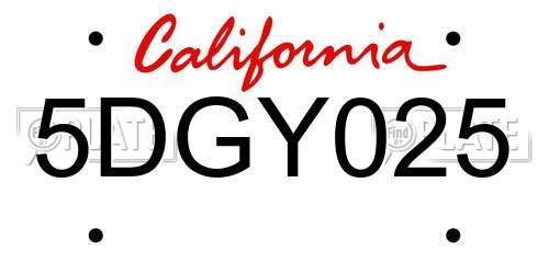 5DGY025 California License Plate