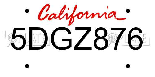 5DGZ876 California License Plate