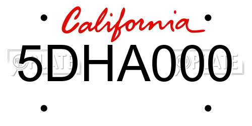 5DHA000 California License Plate