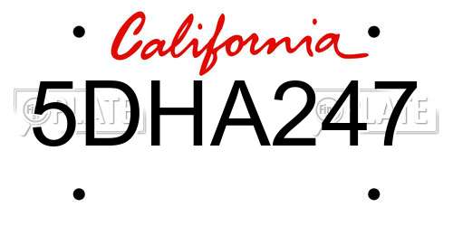 5DHA247 California License Plate