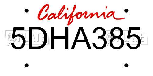 5DHA385 California License Plate