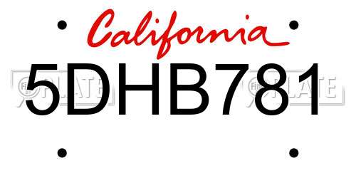 5DHB781 California License Plate