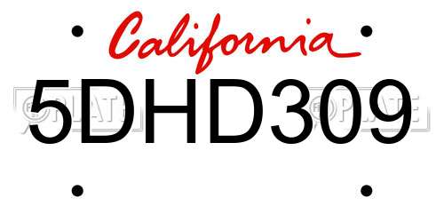 5DHD309 California License Plate