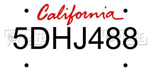 5DHJ488 California License Plate