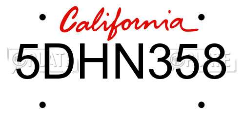 5DHN358 California License Plate