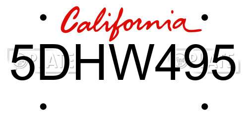 5DHW495 California License Plate