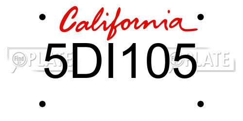 5DI105 California License Plate