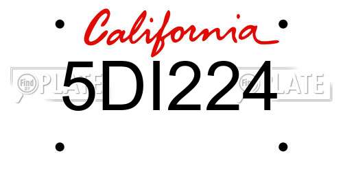 5DI224 California License Plate