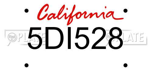5DI528 California License Plate
