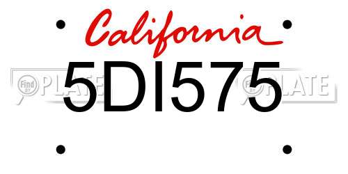 5DI575 California License Plate