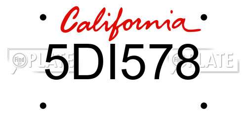 5DI578 California License Plate
