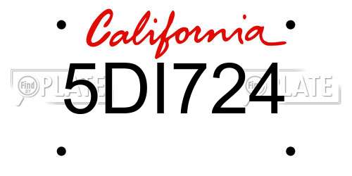 5DI724 California License Plate