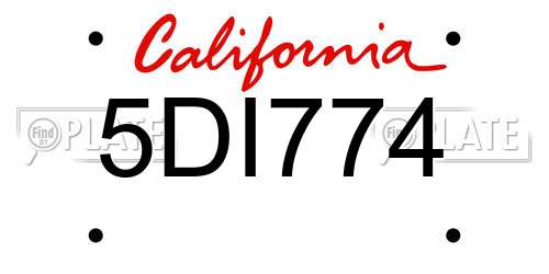 5DI774 California License Plate