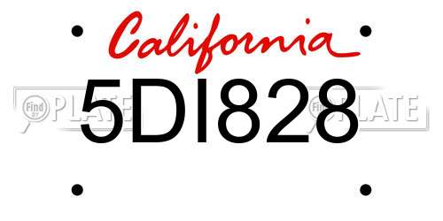 5DI828 California License Plate