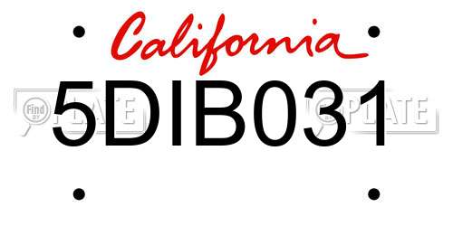 5DIB031 California License Plate