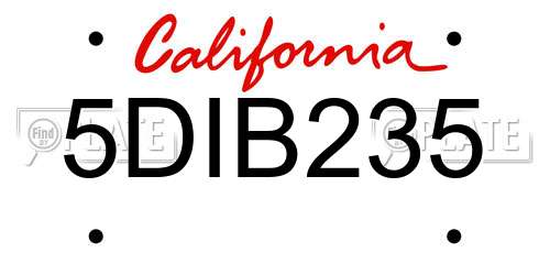 5DIB235 California License Plate