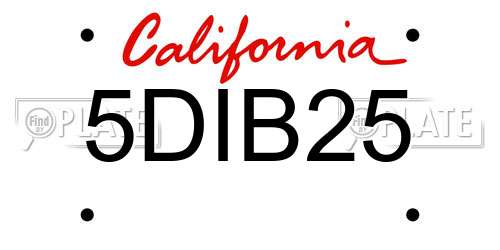 5DIB25 California License Plate