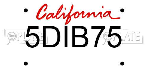 5DIB75 California License Plate
