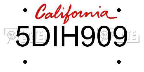 5DIH909 California License Plate