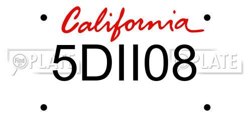 5DII08 California License Plate