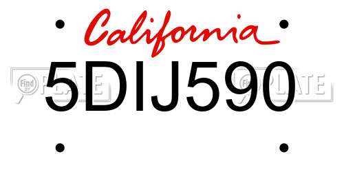 5DIJ590 California License Plate