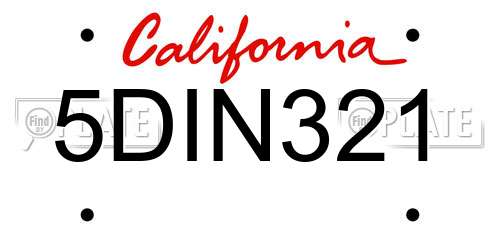 5DIN321 California License Plate