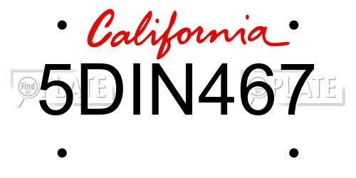 5DIN467 California License Plate