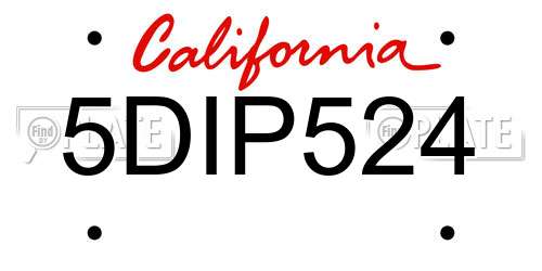 5DIP524 California License Plate