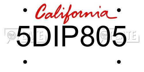 5DIP805 California License Plate