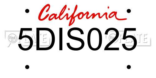 5DIS025 California License Plate