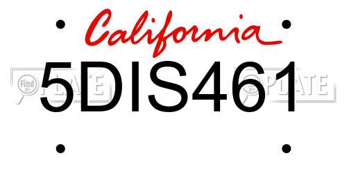 5DIS461 California License Plate