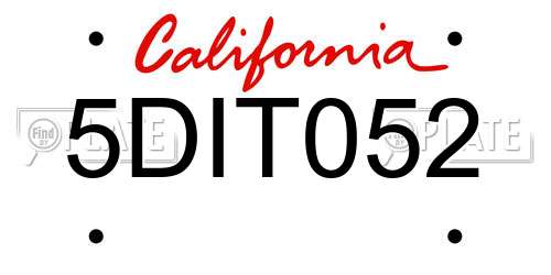 5DIT052 California License Plate