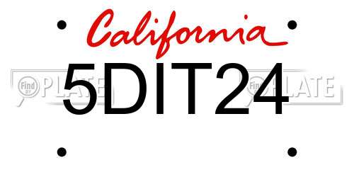5DIT24 California License Plate