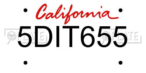 5DIT655 California License Plate