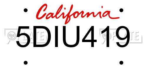5DIU419 California License Plate