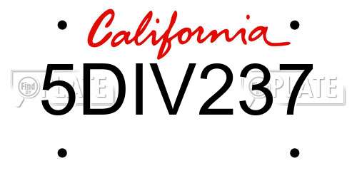 5DIV237 California License Plate