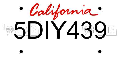 5DIY439 California License Plate