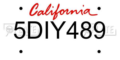 5DIY489 California License Plate