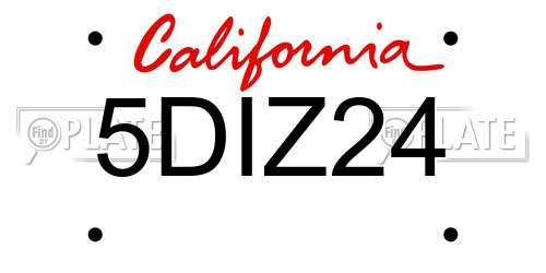 5DIZ24 California License Plate