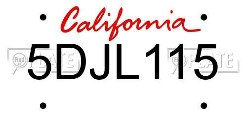 5DJL115 California License Plate
